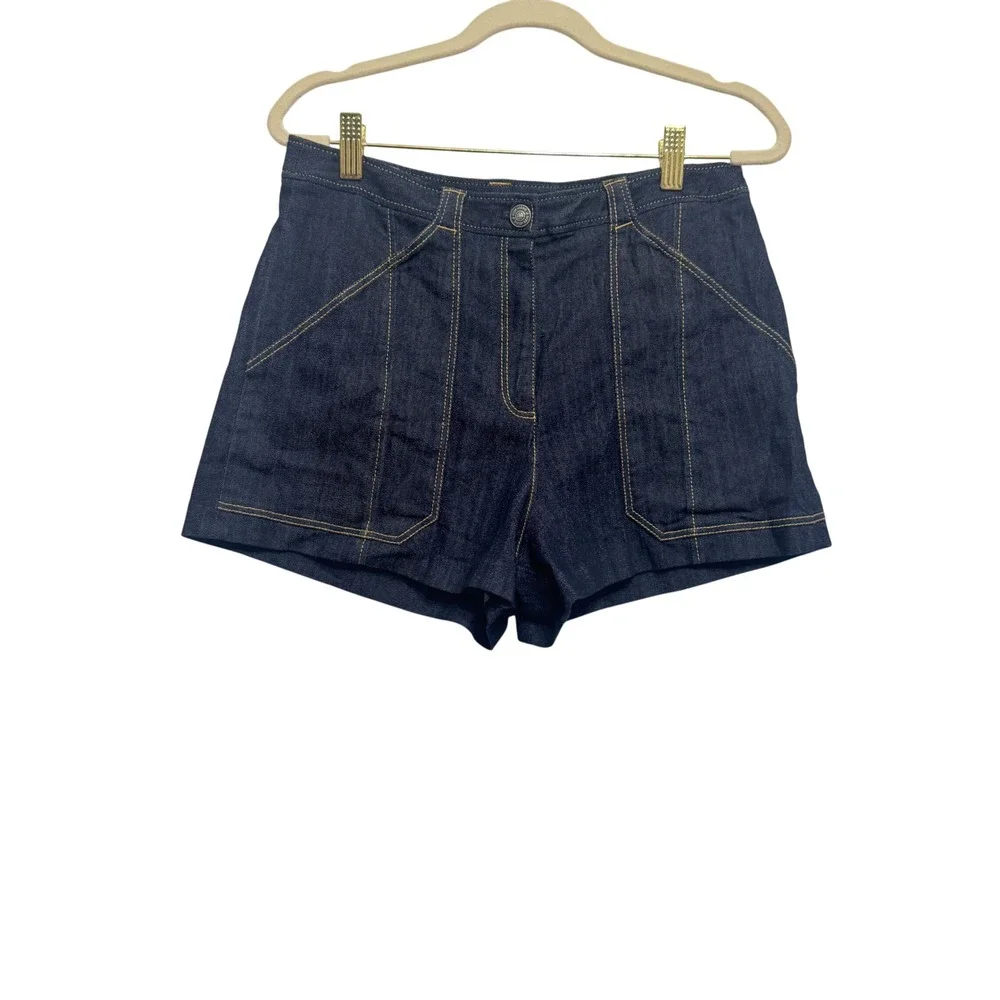 Cinq a Sept Aileen Denim Shorts 8 Indigo Blue‎ Excellent High Waist Utility